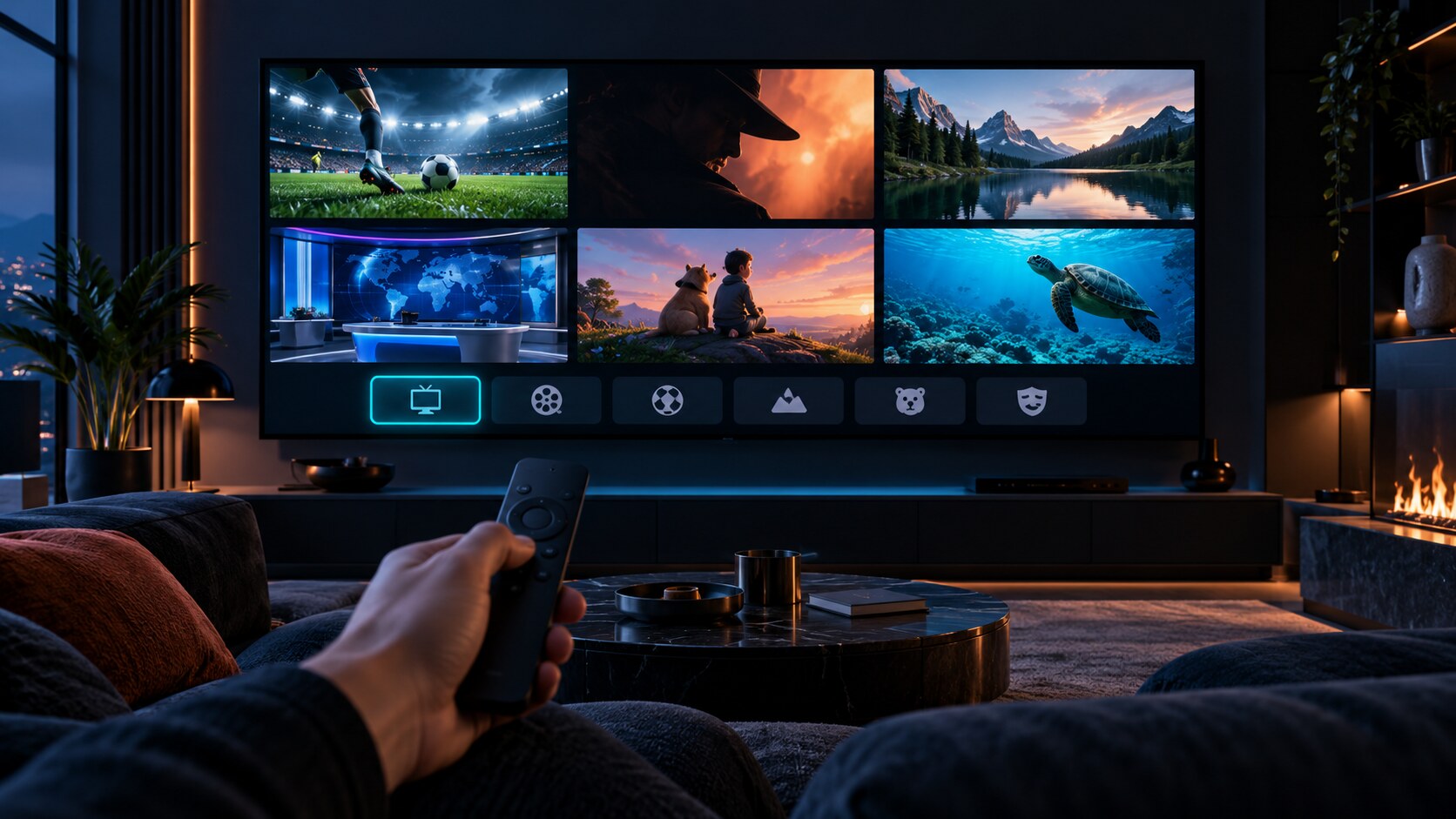 Television displaying a neutral programme library for device setup